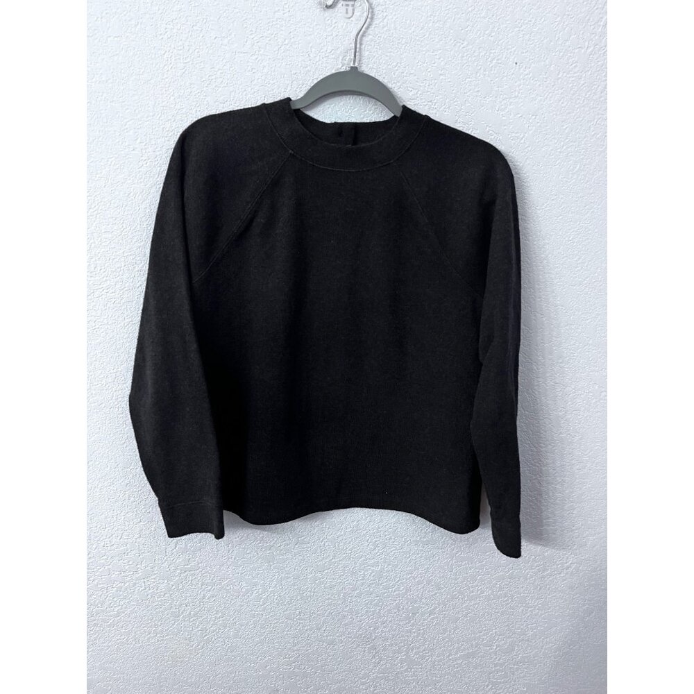 Madewell Womens Wool-Blend Reversible Button-Back Charcoal Sweater size Medium